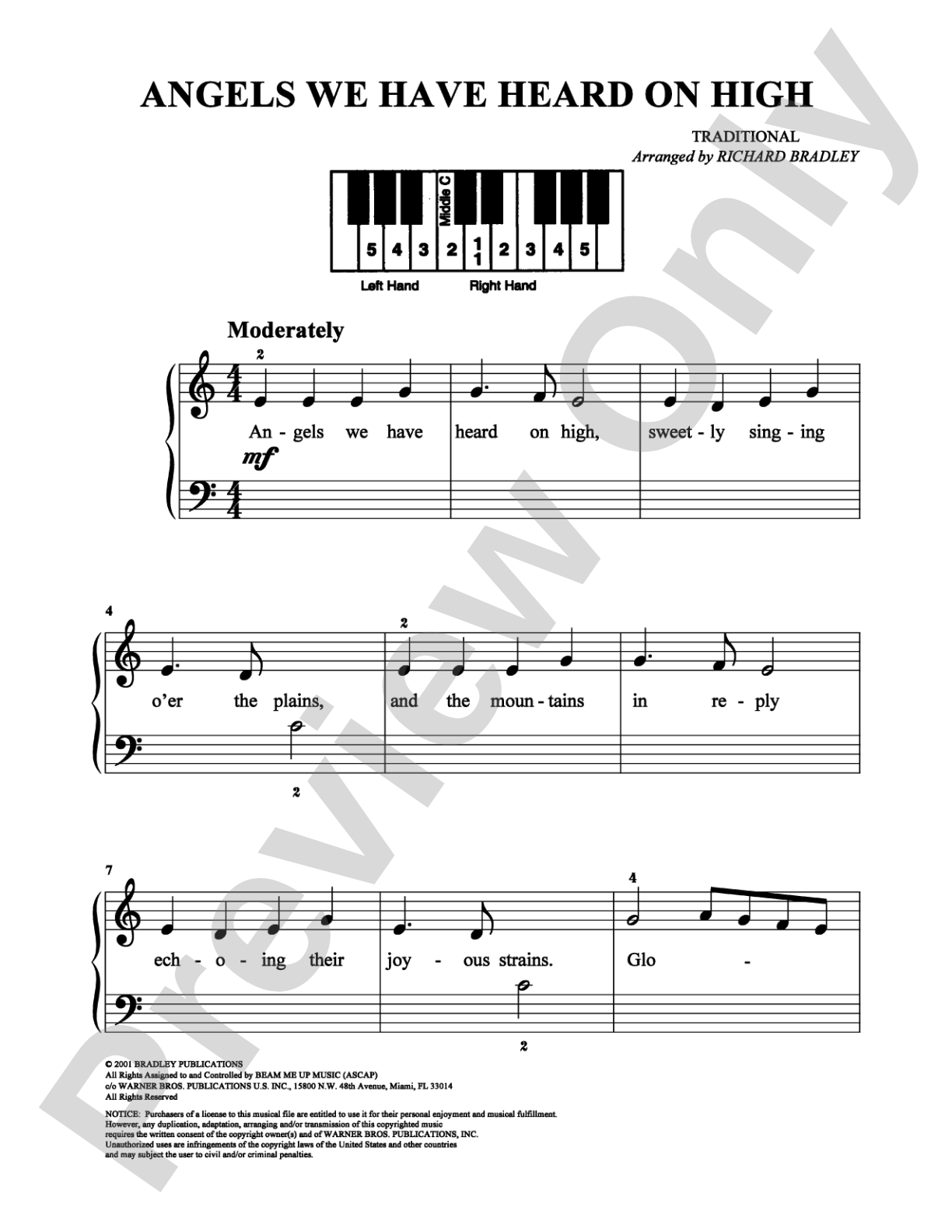 Angels We Have Heard on High: Easy Piano Digital Sheet Music