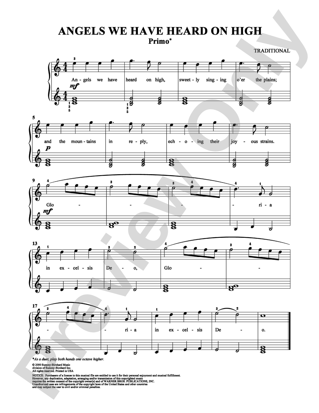 Angels We Have Heard on High: Piano Duets & Four Hands Digital Sheet Music