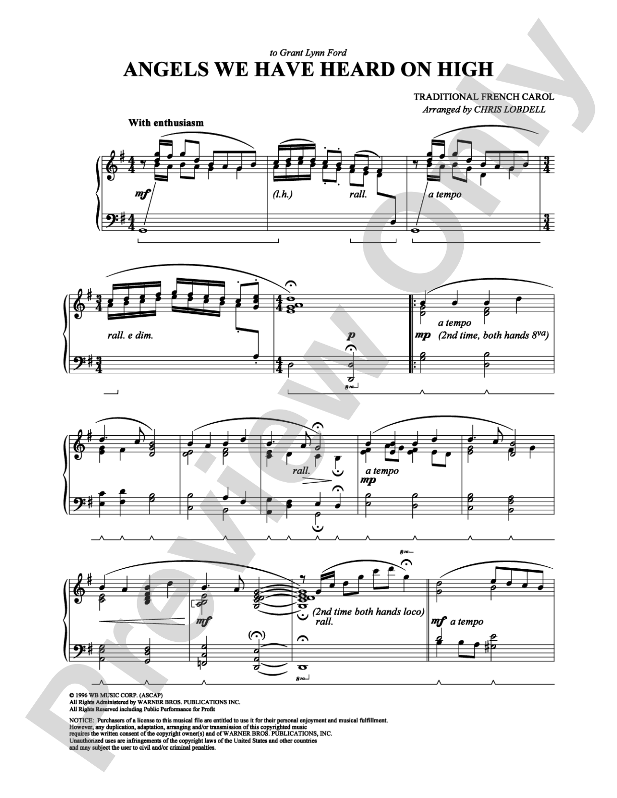 Angels We Have Heard on High: Piano Digital Sheet Music