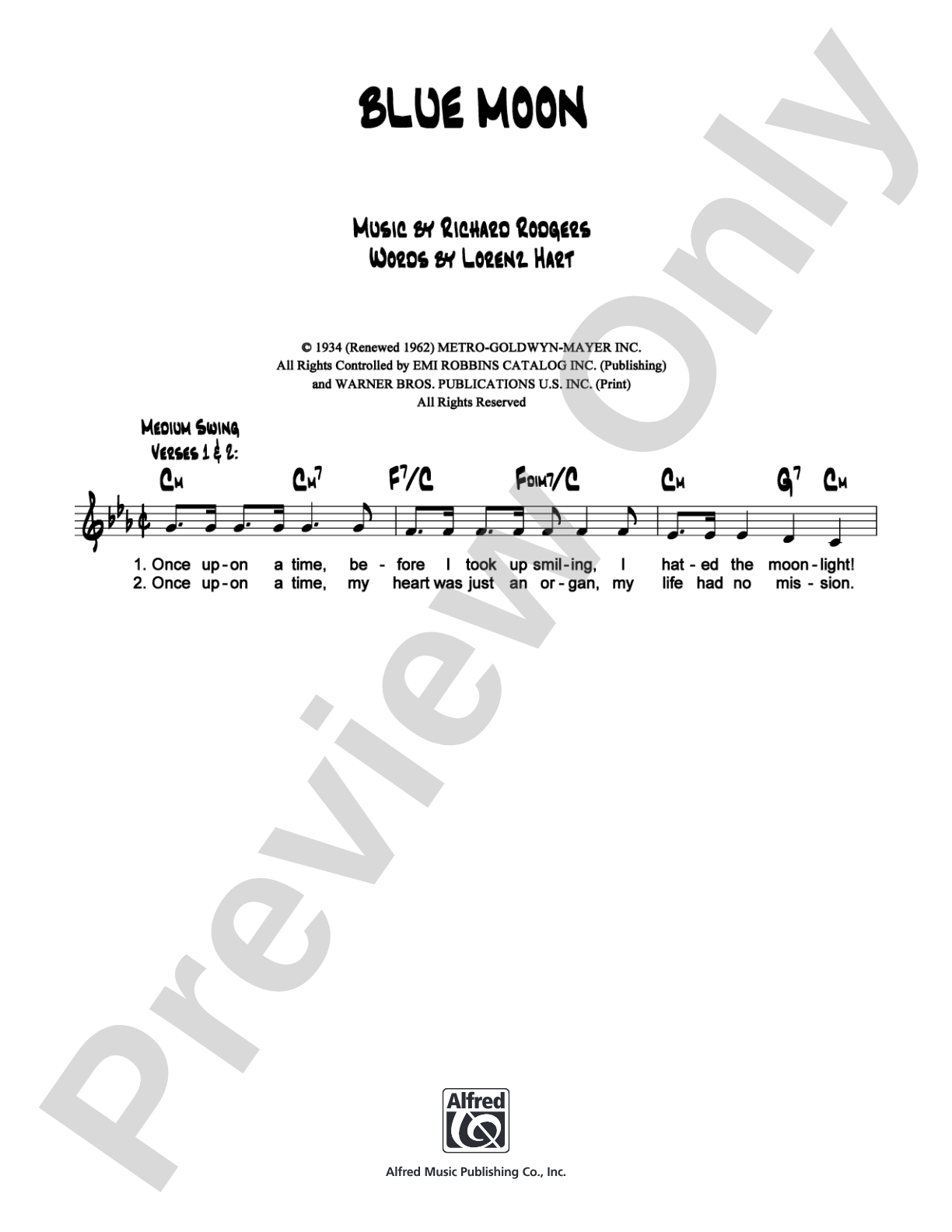 Blue Moon: Lead Sheet Digital Sheet Music