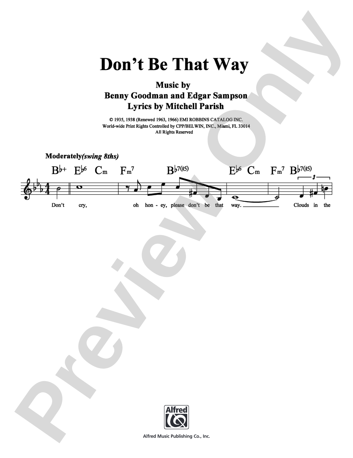 Don't Be That Way: Lead Sheet Digital Sheet Music