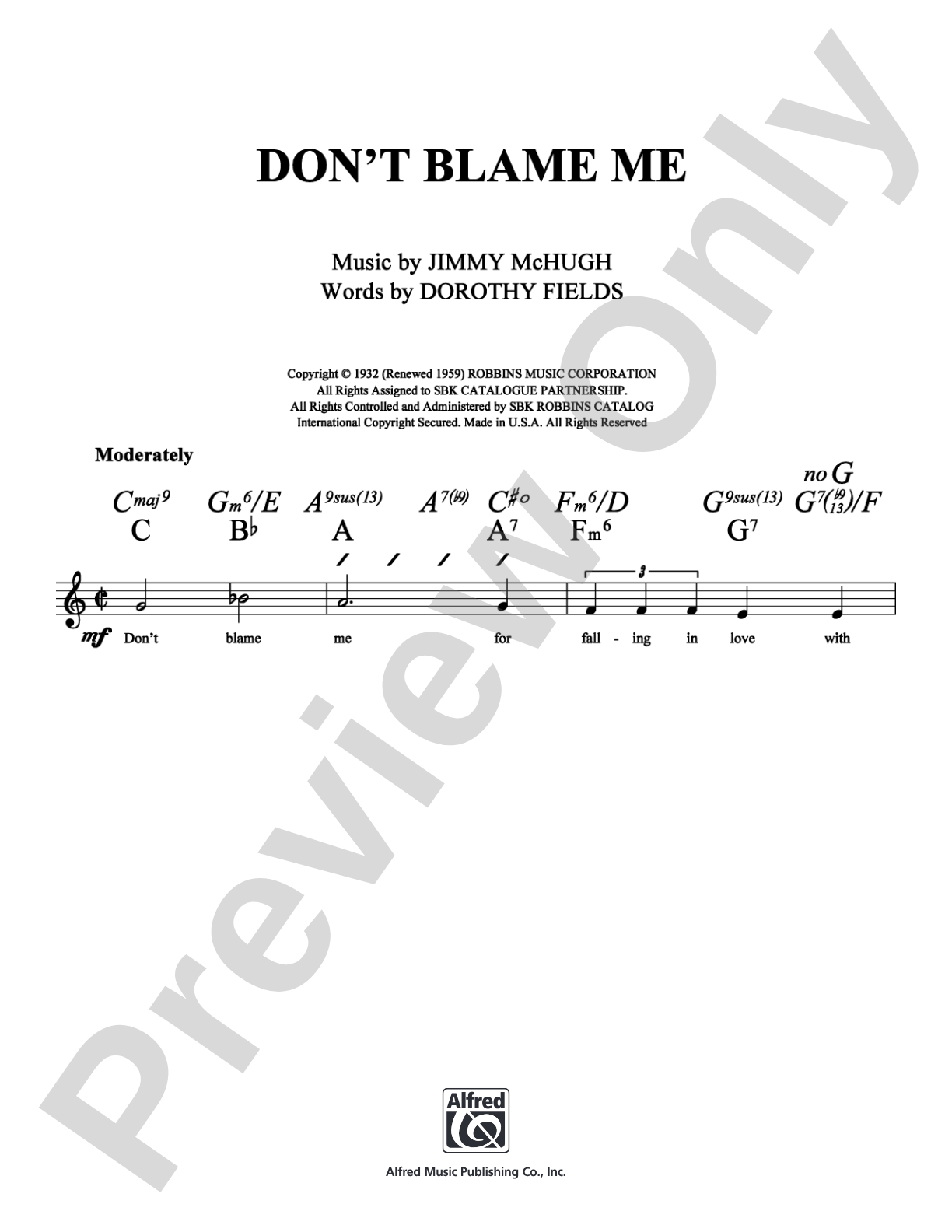 Don't Blame Me: Lead Sheet Digital Sheet Music