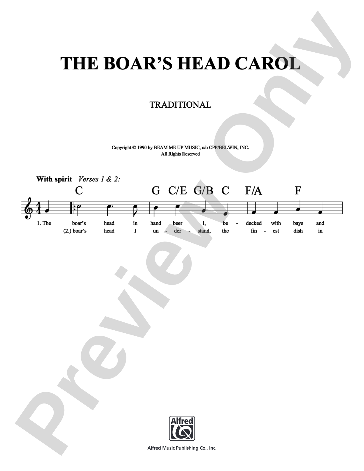 Boar's Head Carol, The: Lead Sheet Digital Sheet Music