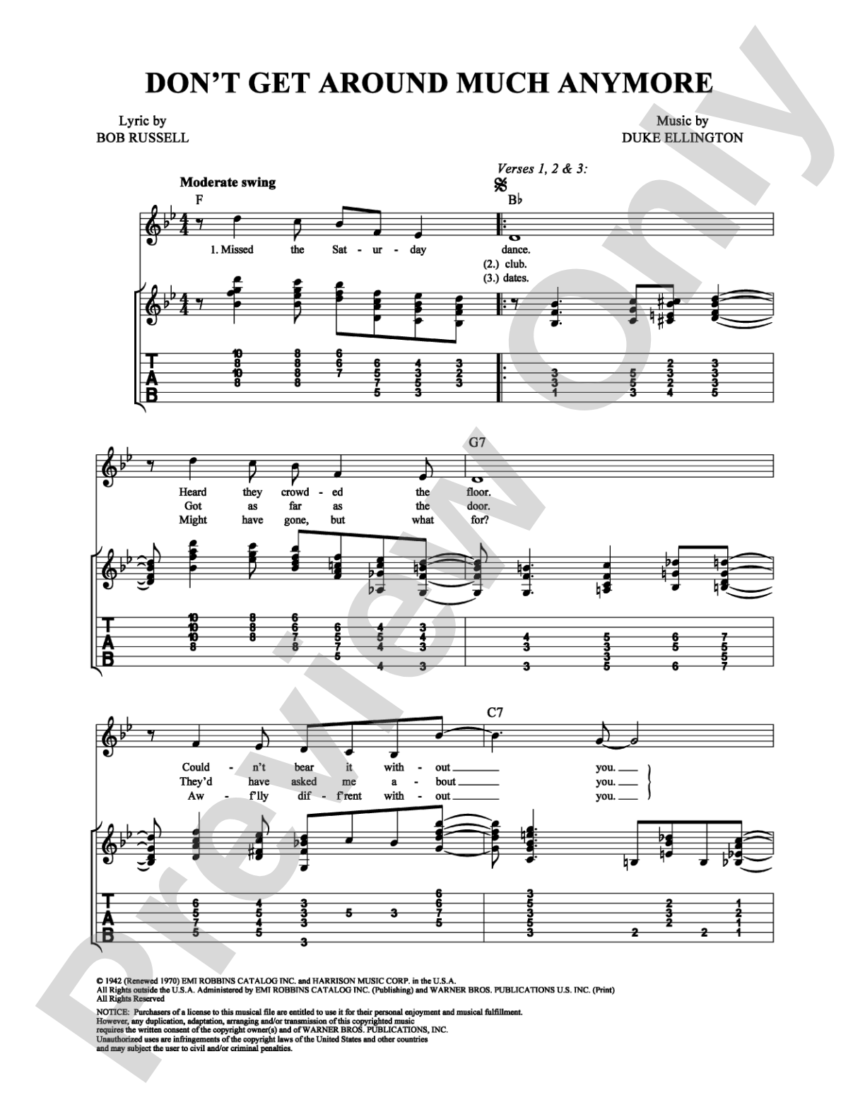 Don't Get Around Much Anymore: Guitar TAB Digital Sheet Music