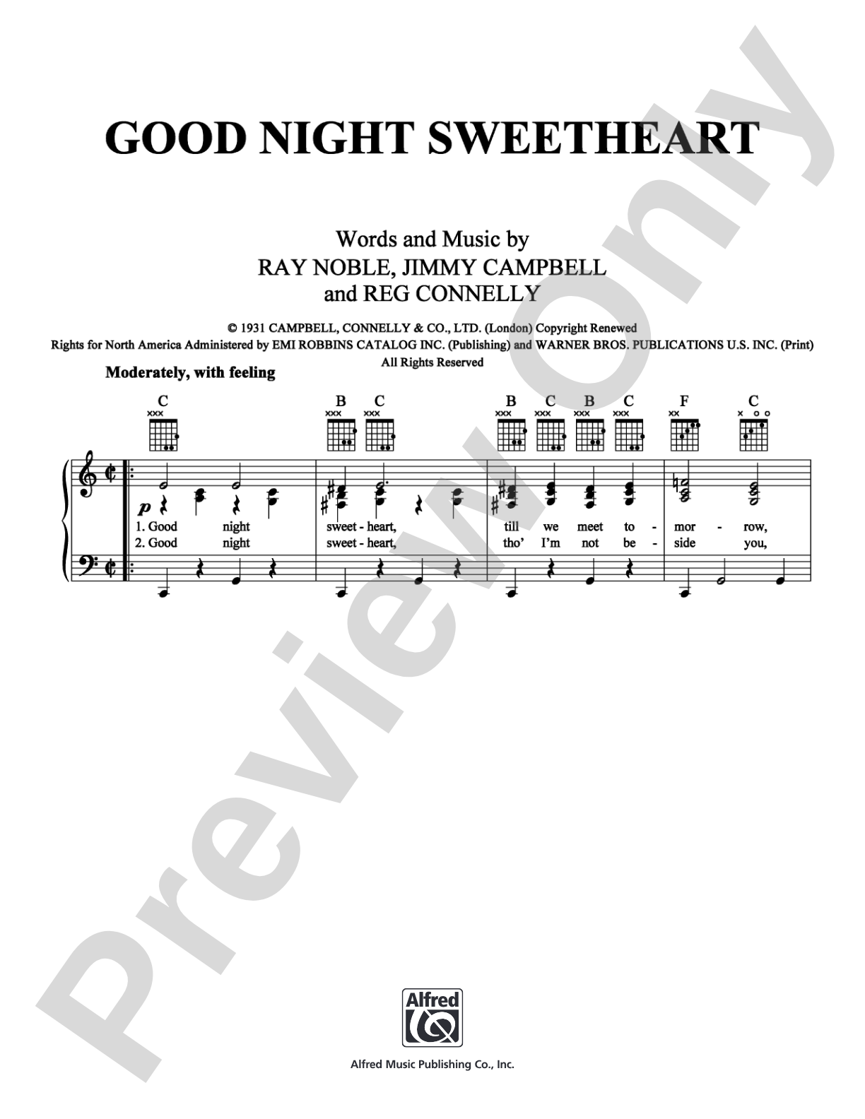 Good Night Sweetheart: Piano/Vocal/Chords Digital Sheet Music