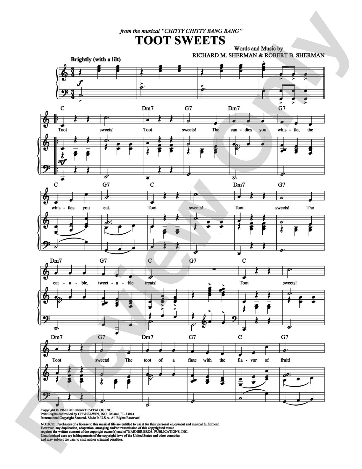 Toot Sweets: Piano/Vocal/Chords Digital Sheet Music