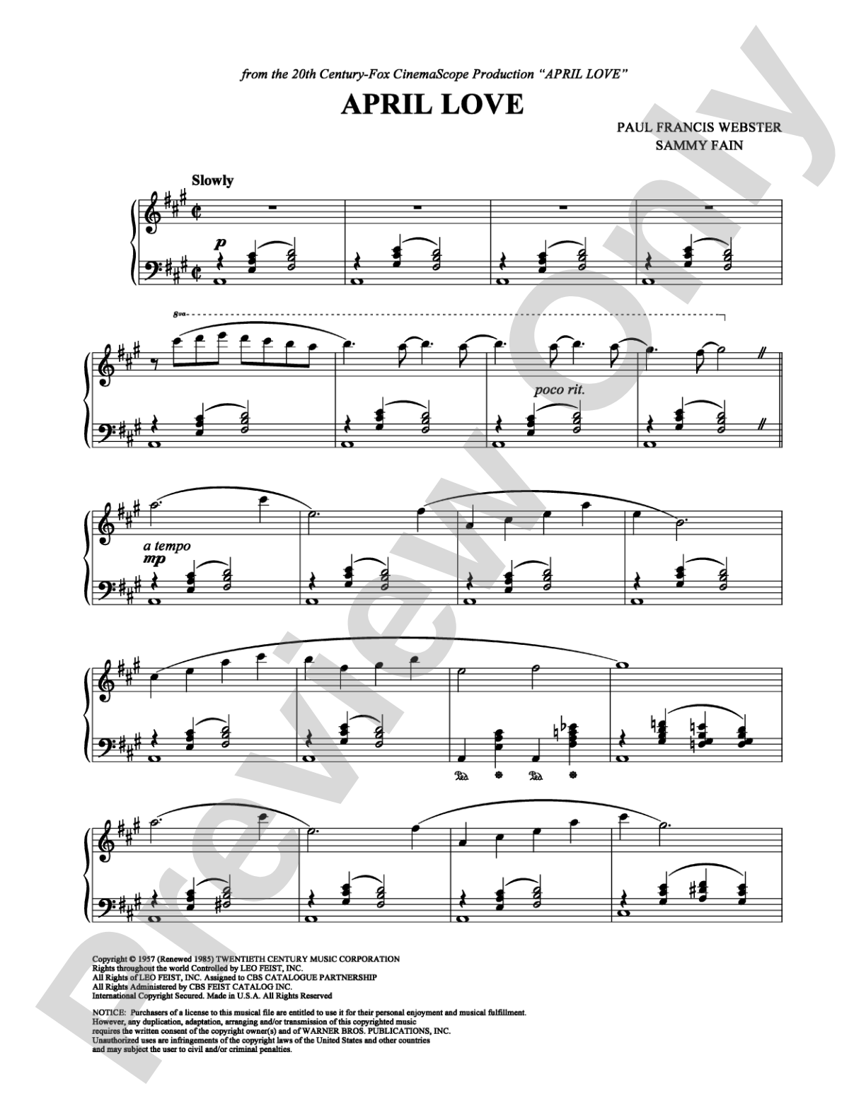 April Love: Piano Digital Sheet Music