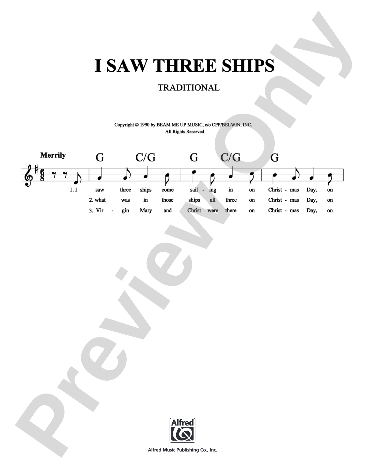 I Saw Three Ships: Lead Sheet Digital Sheet Music