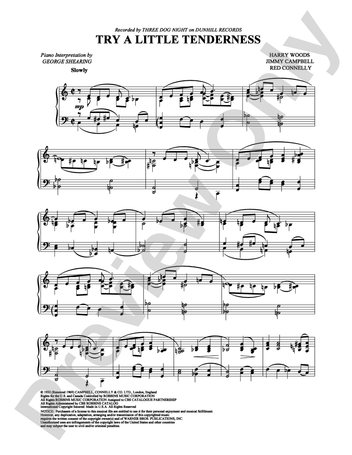 Try a Little Tenderness: Piano Digital Sheet Music