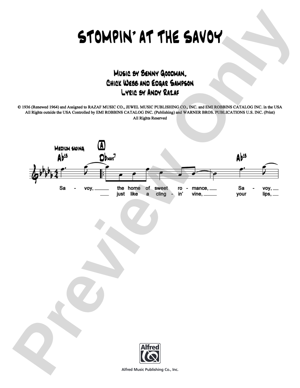 Stompin' at the Savoy: Lead Sheet Digital Sheet Music