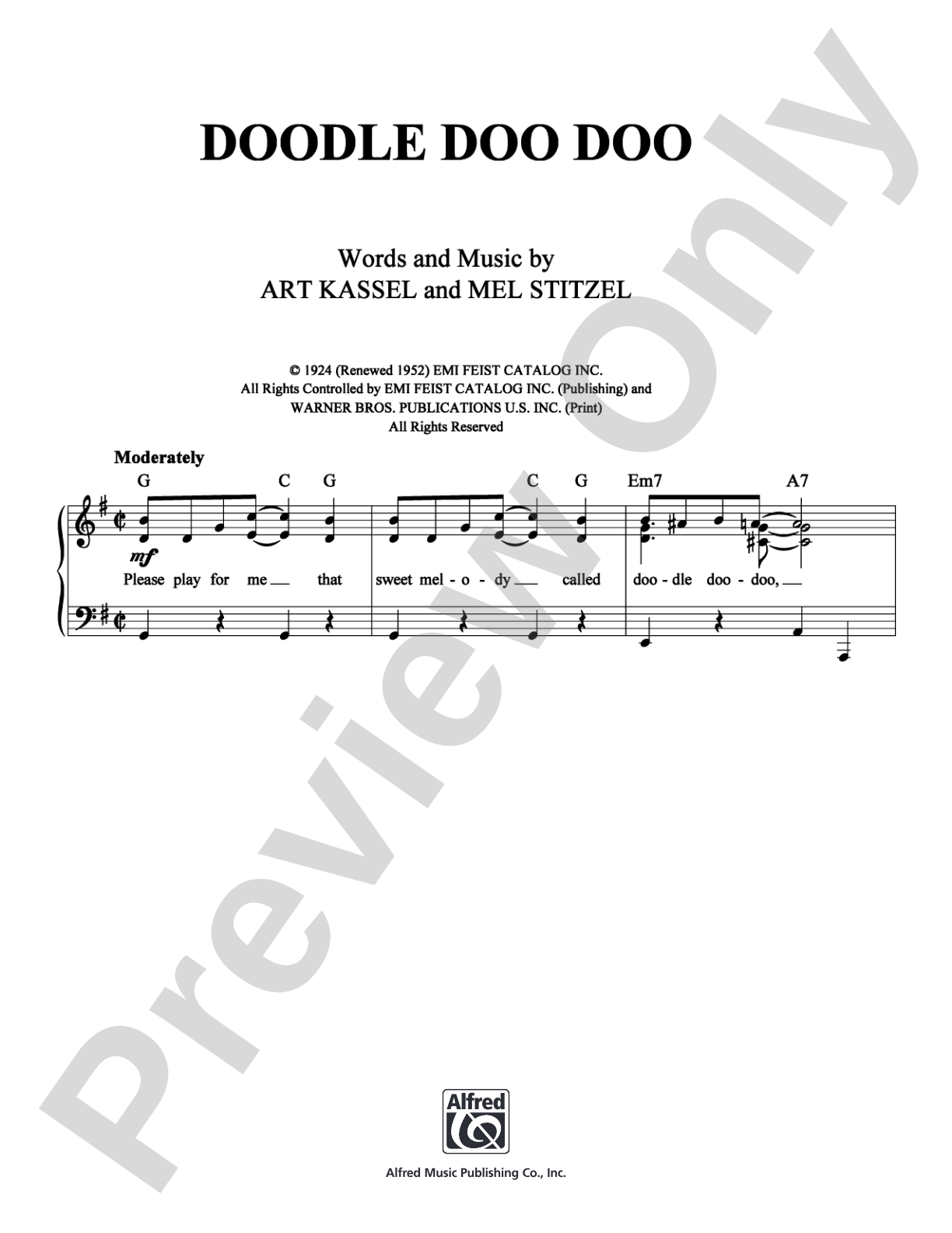 Doodle Doo Doo: Piano/Vocal/Chords Digital Sheet Music