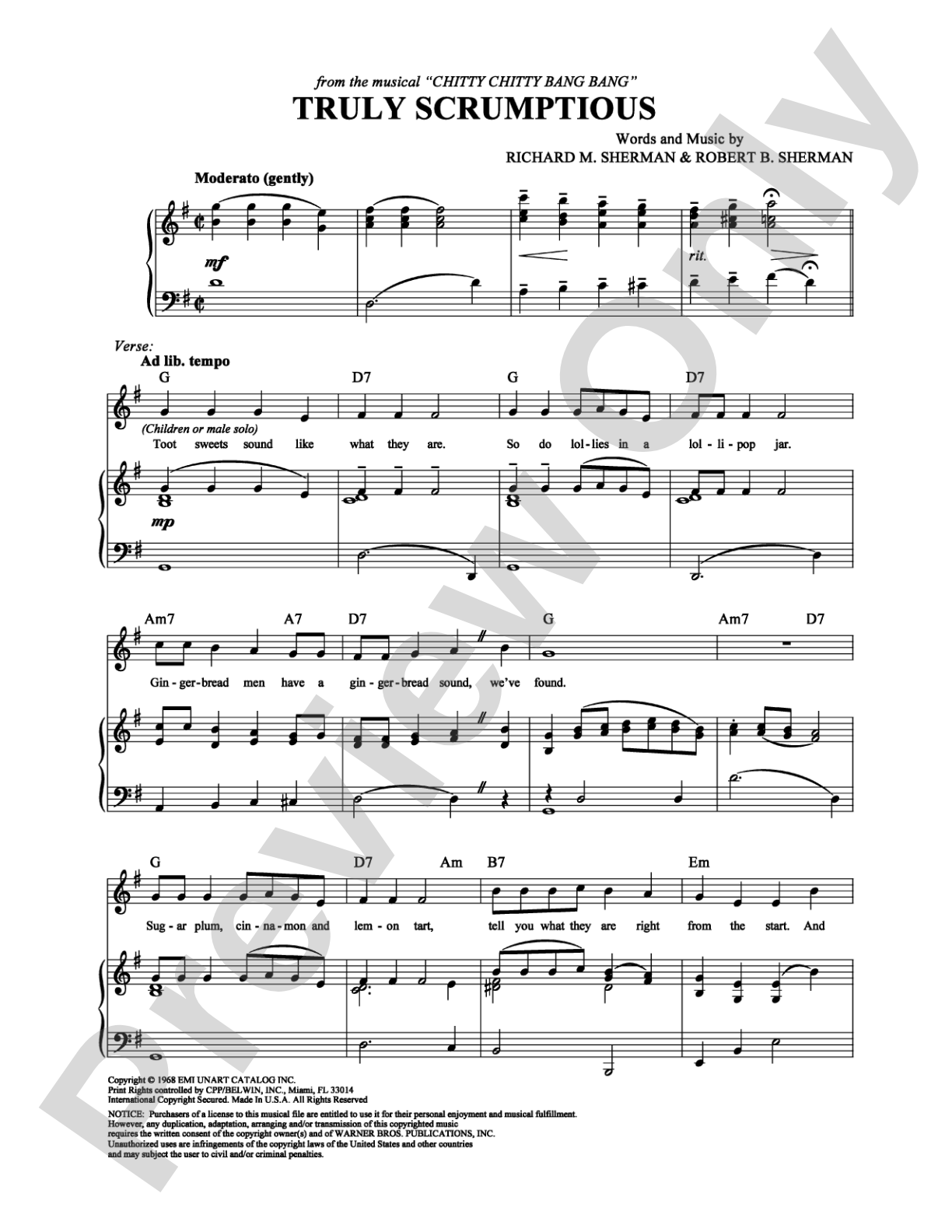 Truly Scrumptious: Piano/Vocal/Chords Digital Sheet Music