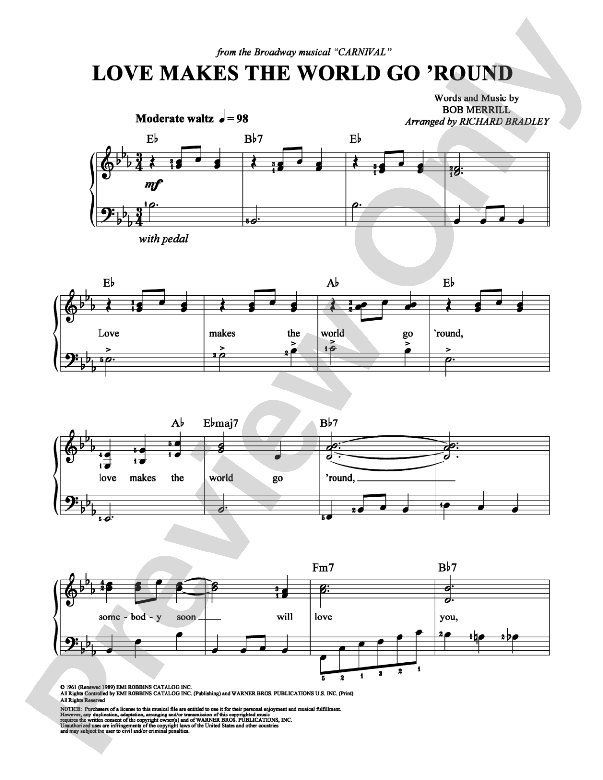 Love Makes the World Go 'Round: Easy Piano Digital Sheet Music