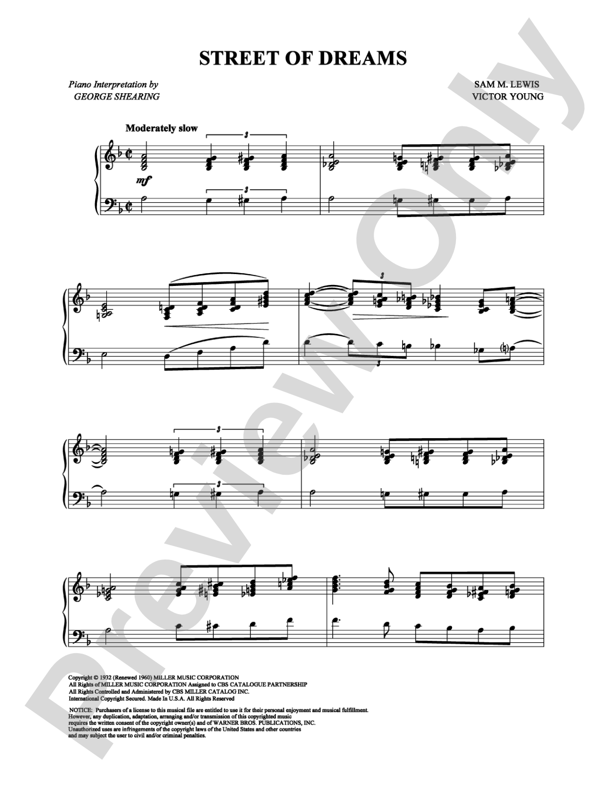 Street of Dreams: Piano Digital Sheet Music