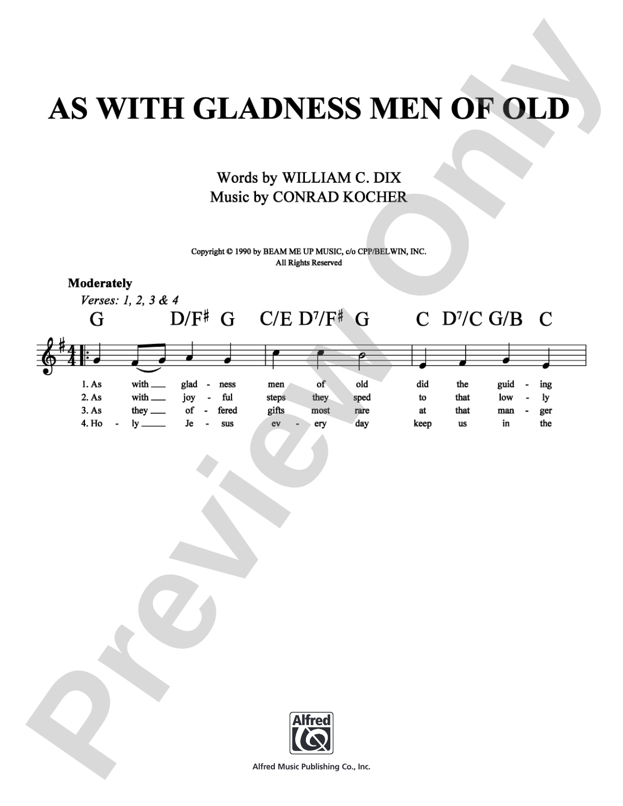 As With Gladness Men Of Old: Lead Sheet Digital Sheet Music