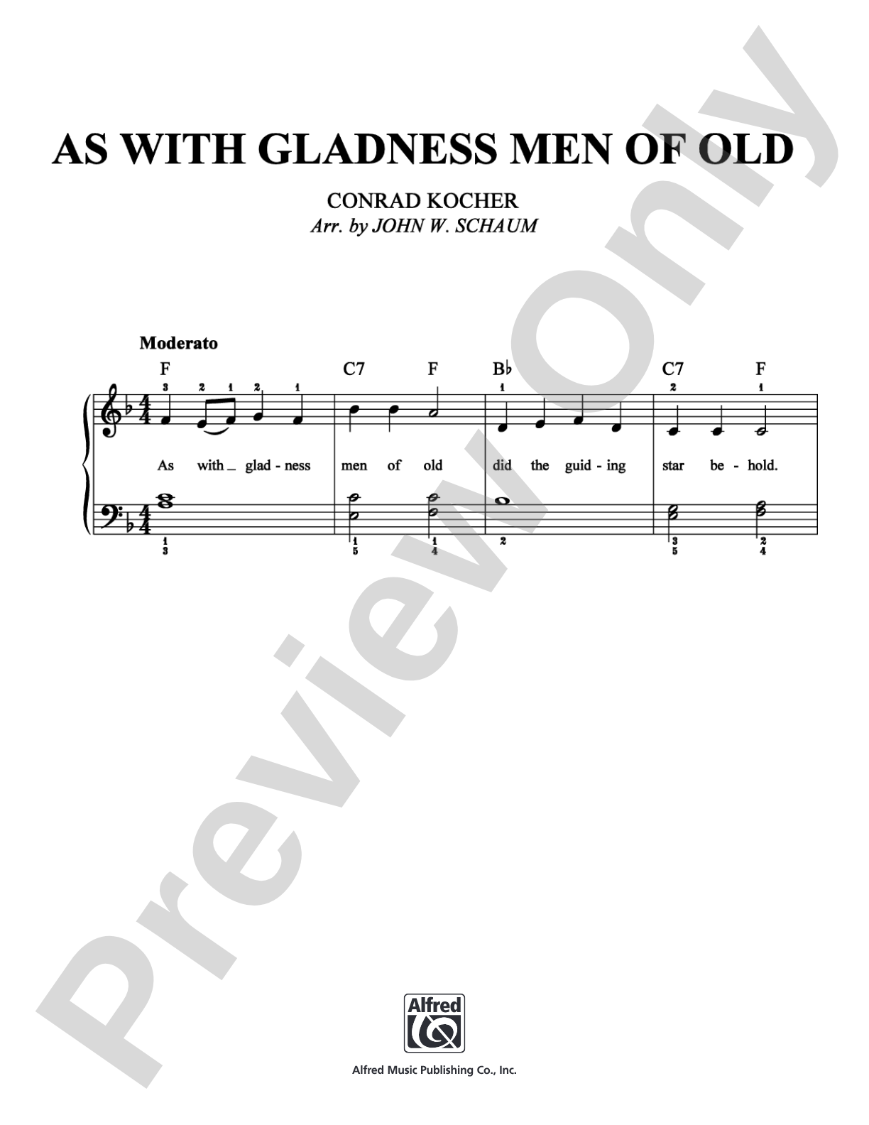 As With Gladness Men Of Old: Easy Piano Digital Sheet Music