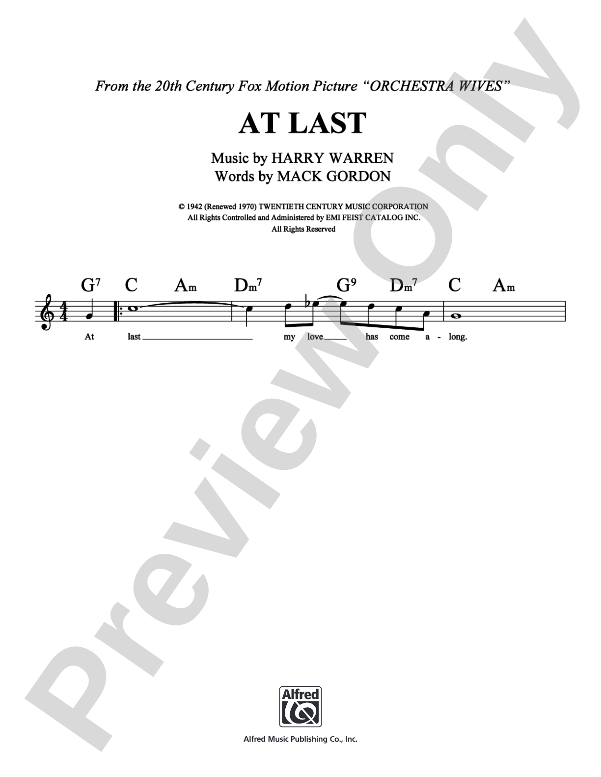 At Last: Lead Sheet Digital Sheet Music