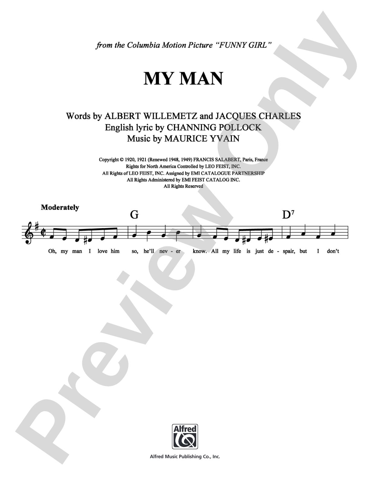 My Man: Lead Sheet Digital Sheet Music