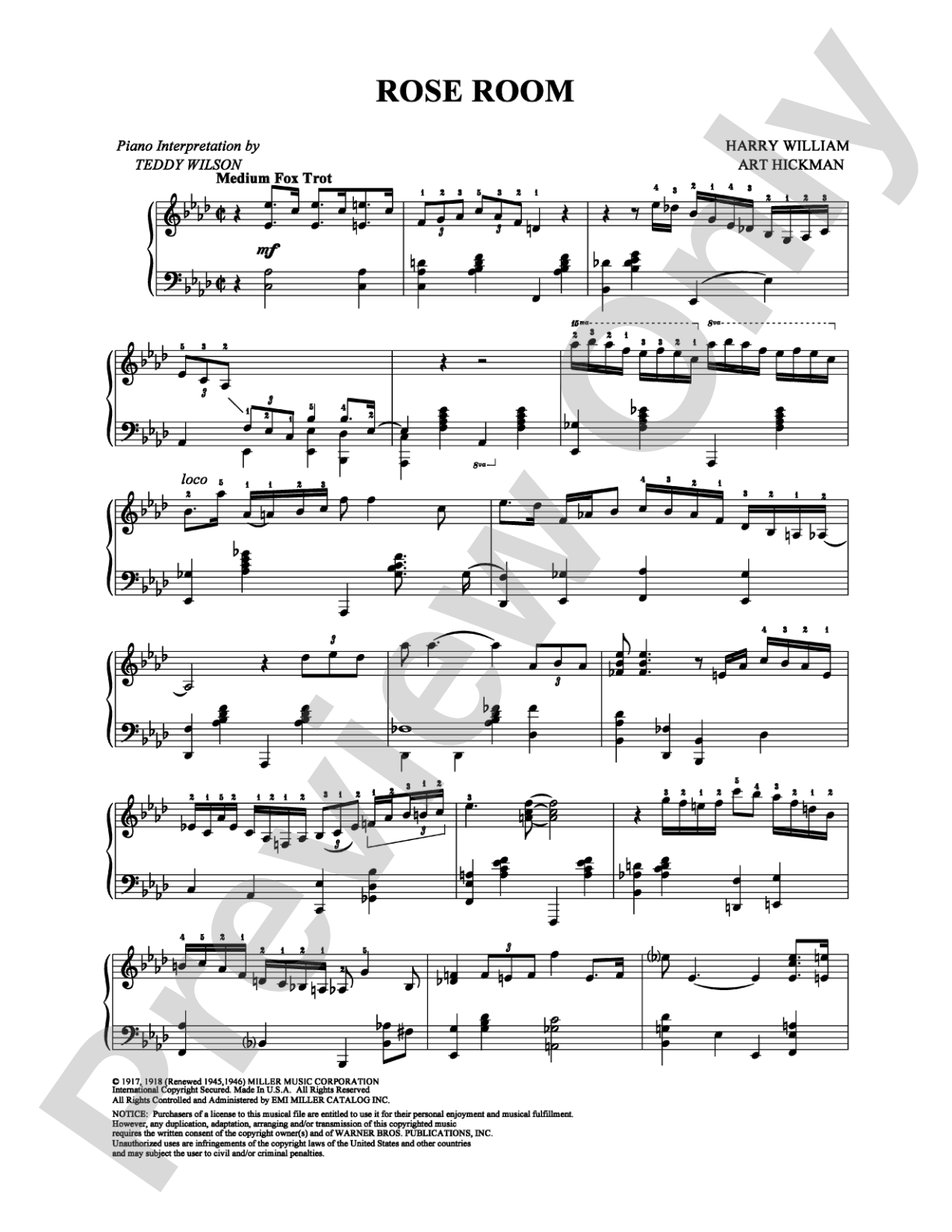 Rose Room: Piano Digital Sheet Music
