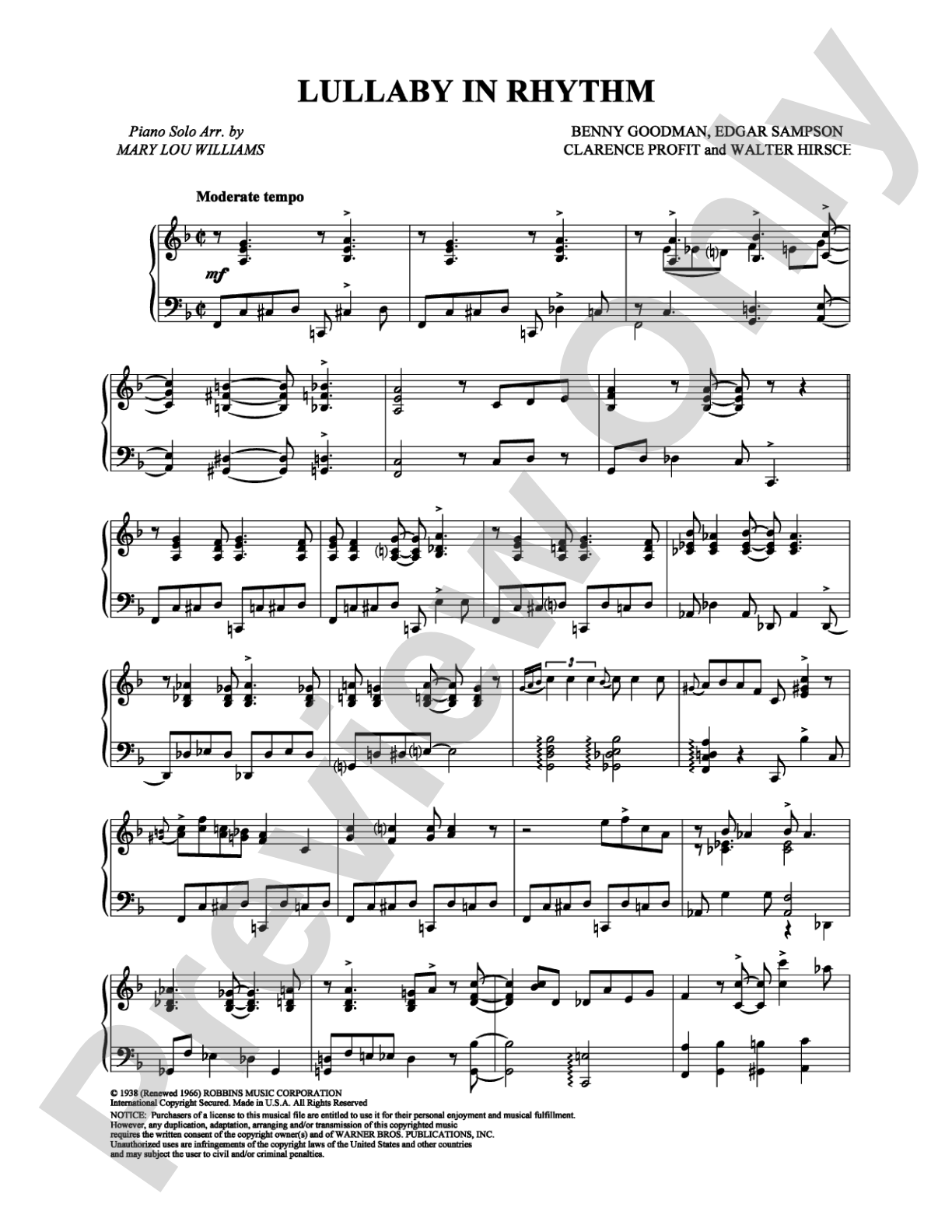 Lullaby in Rhythm: Piano Digital Sheet Music