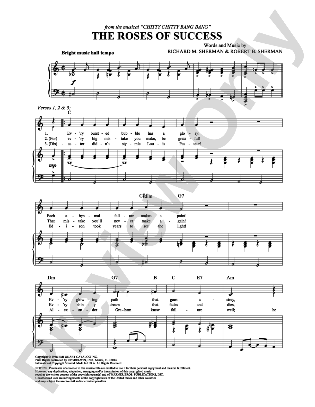 The Roses of Success: Piano/Vocal/Chords Digital Sheet Music
