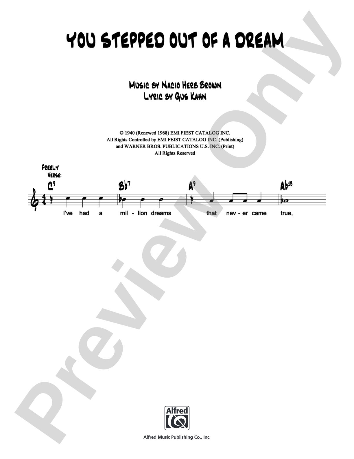 You Stepped Out of a Dream: Lead Sheet Digital Sheet Music