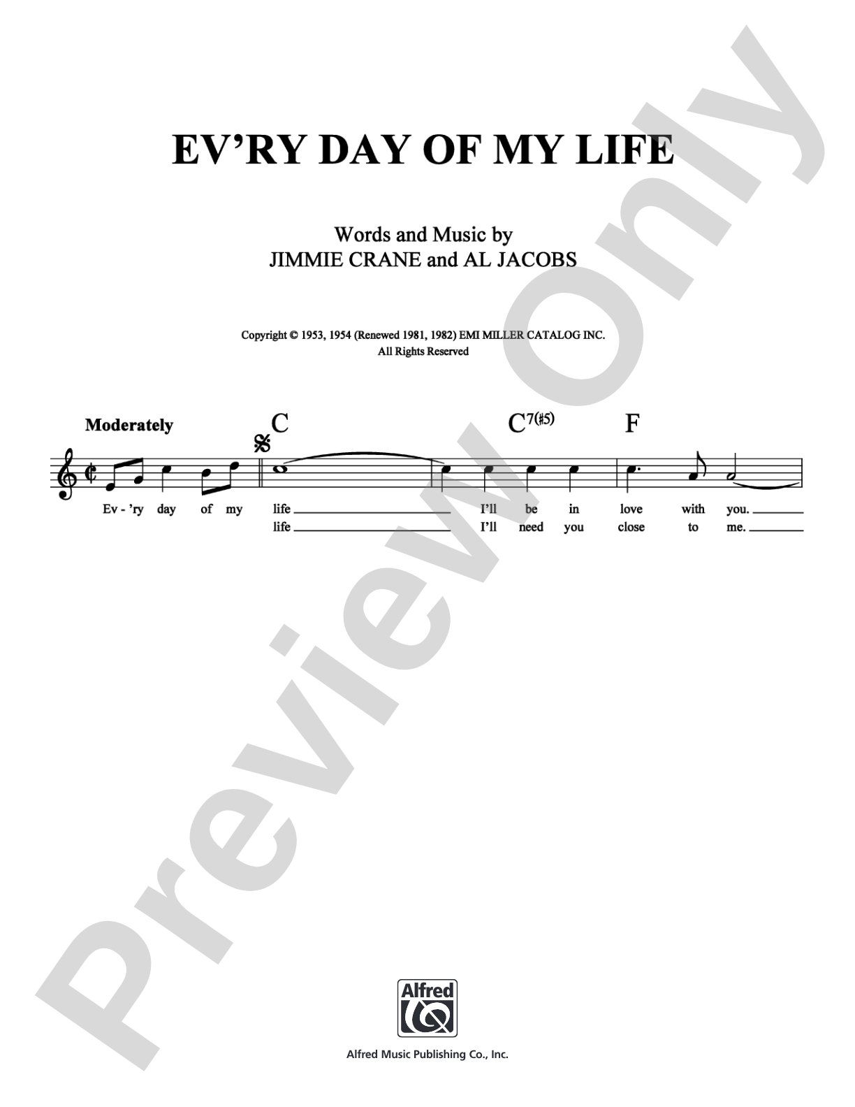 Ev'ry Day of My Life: Lead Sheet Digital Sheet Music