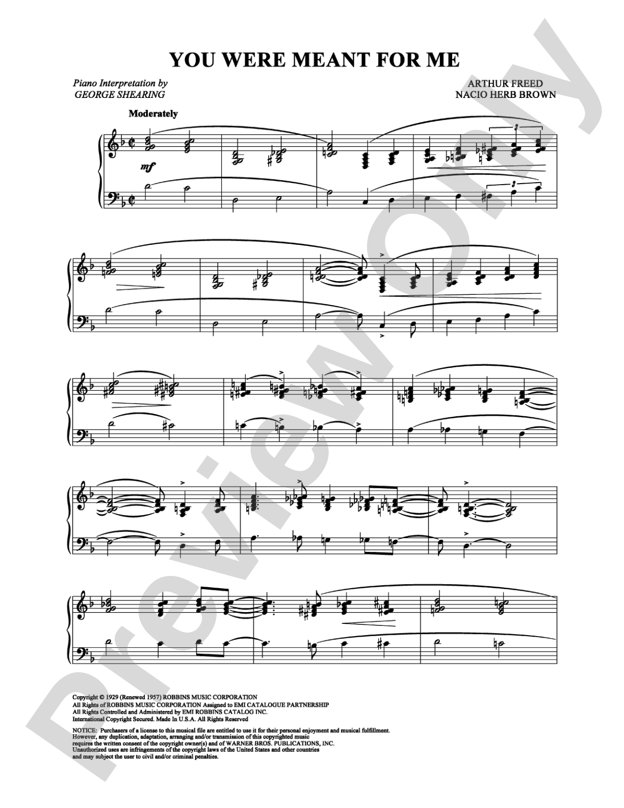 You Were Meant For Me: Piano Digital Sheet Music