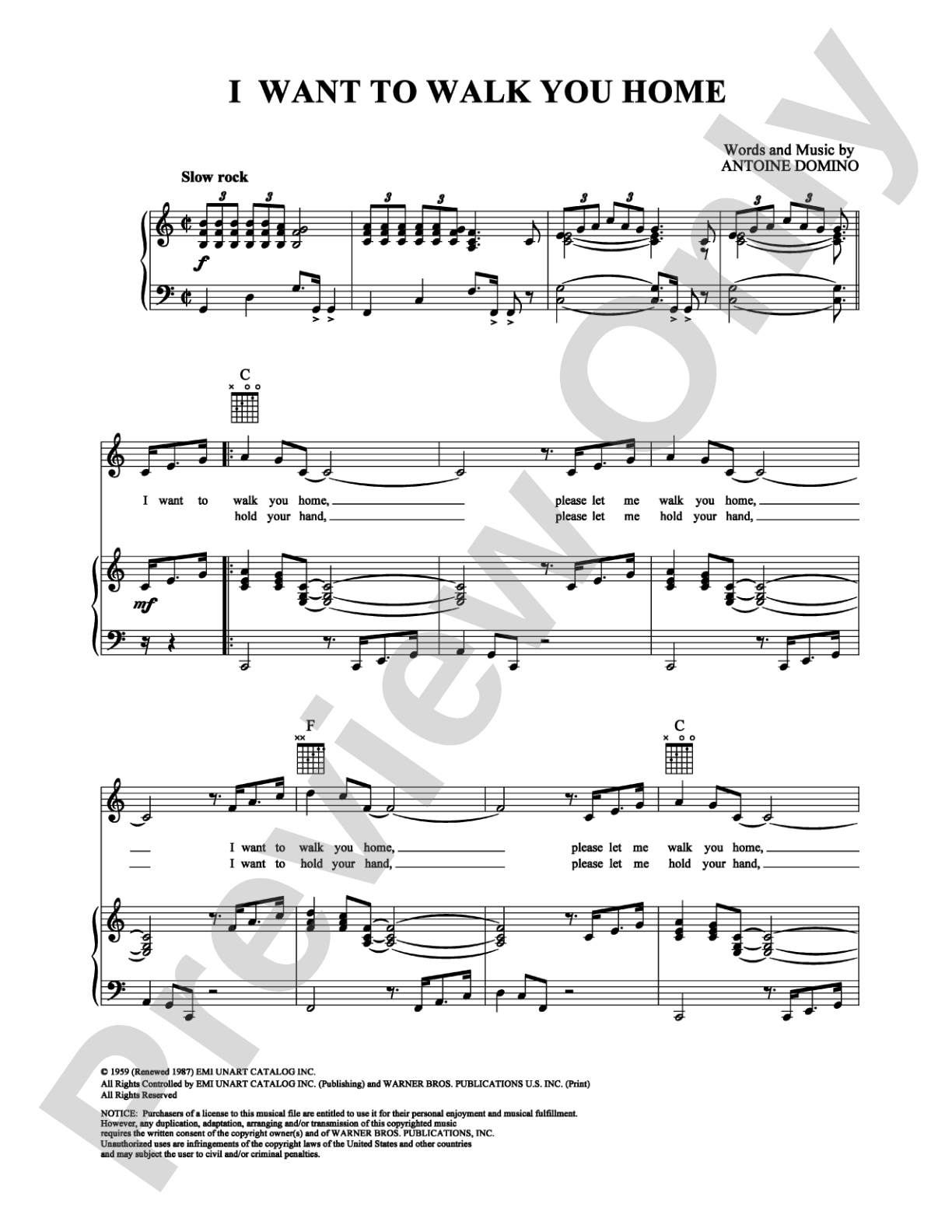 I Want to Walk You Home: Piano/Vocal/Chords Digital Sheet Music