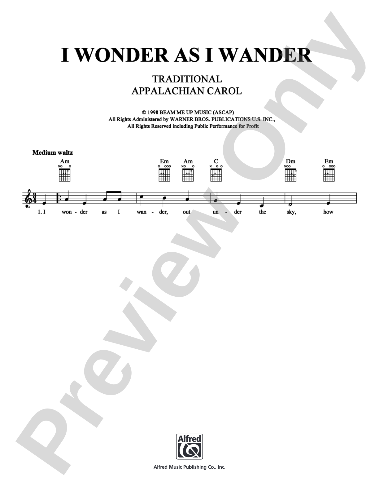 I Wonder As I Wander: Lead Sheet Digital Sheet Music
