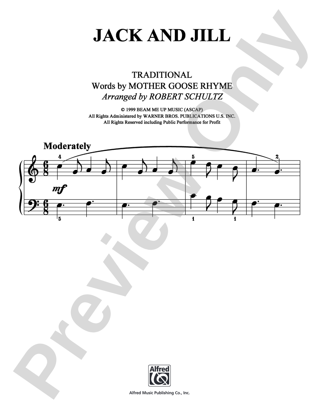 Jack and Jill: Easy Piano Digital Sheet Music