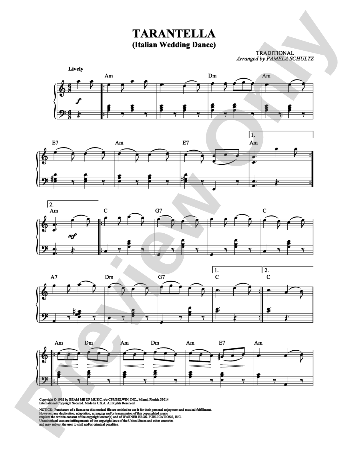 Tarantella (Italian Wedding Dance): Piano Digital Sheet Music
