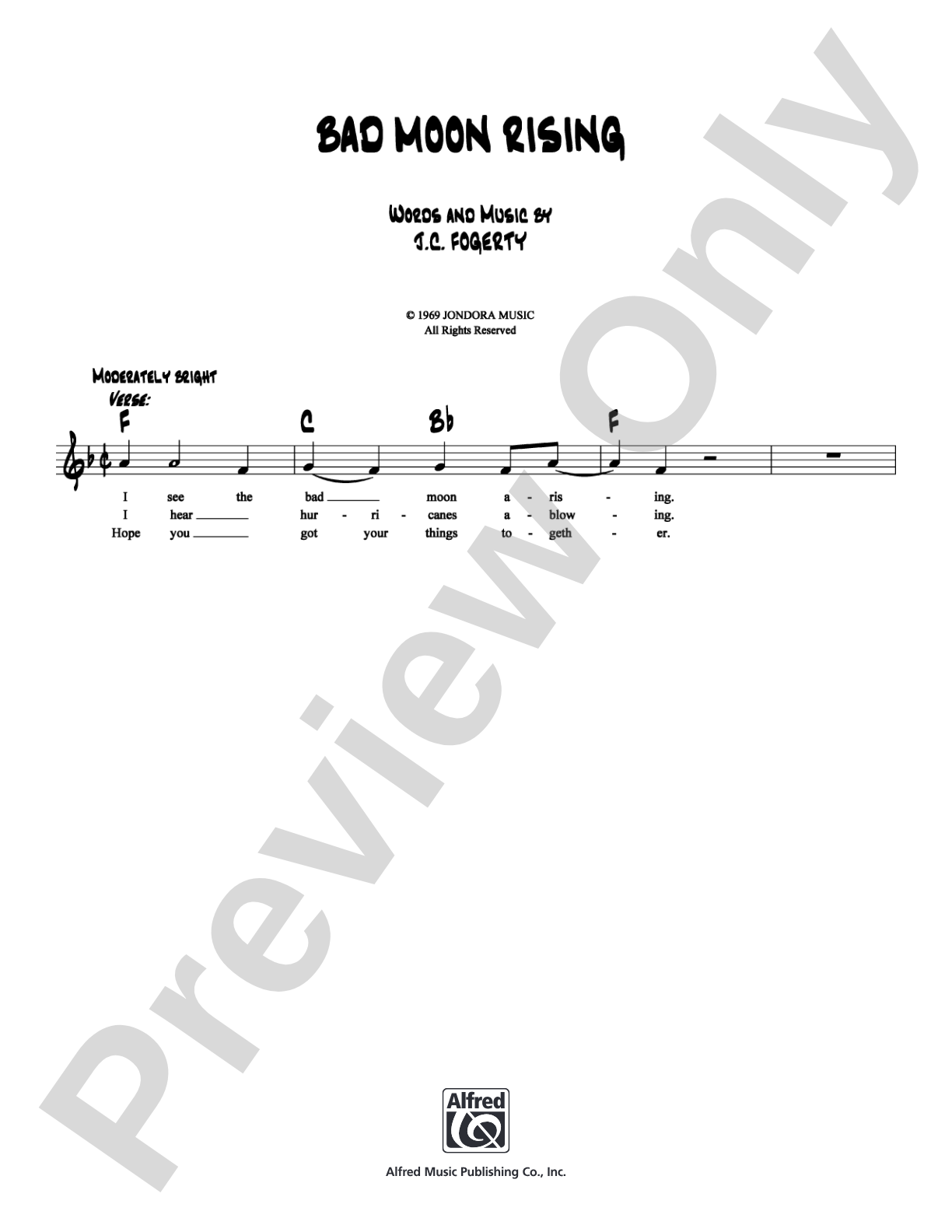 Bad Moon Rising: Lead Sheet Digital Sheet Music