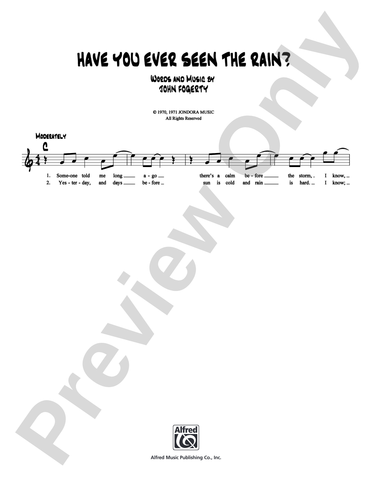 Have You Ever Seen the Rain?: Lead Sheet Digital Sheet Music
