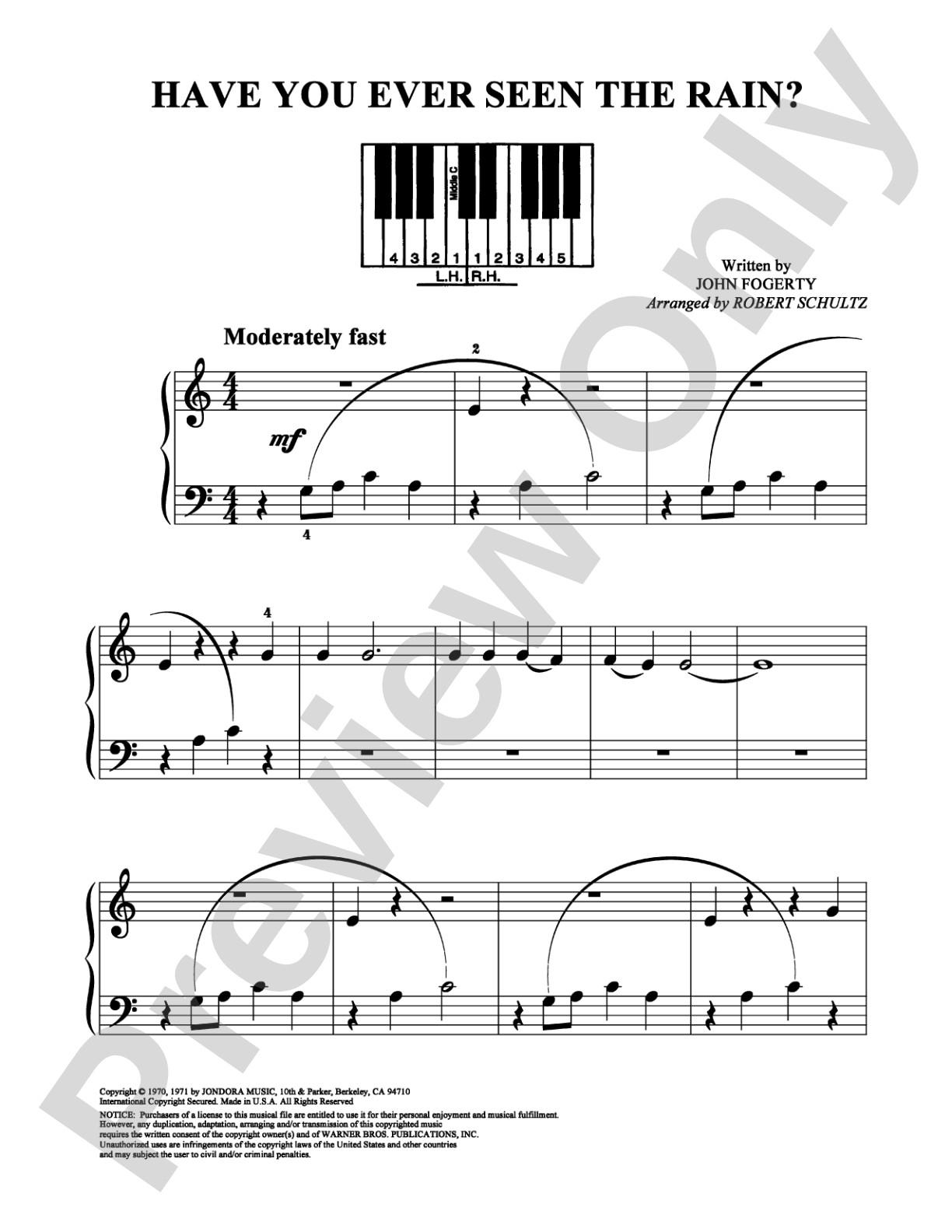 Have You Ever Seen the Rain?: Easy Piano Digital Sheet Music