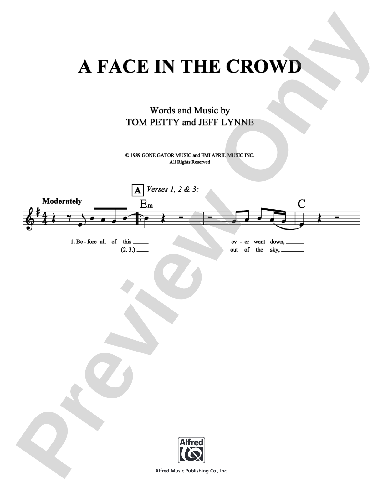 A Face in the Crowd: Lead Sheet Digital Sheet Music