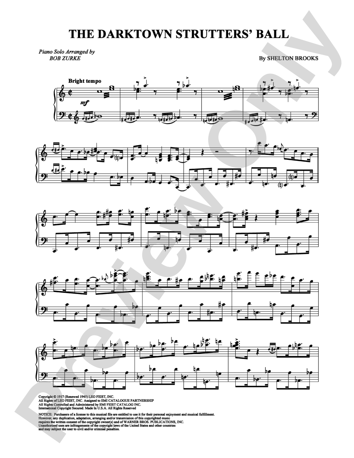 The Darktown Strutter's Ball: Piano Digital Sheet Music