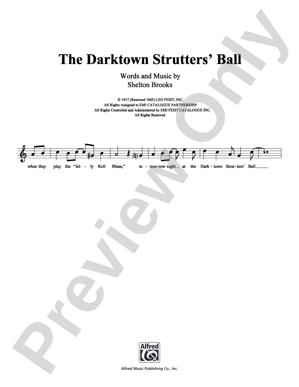The Darktown Strutter's Ball: Lead Sheet Digital Sheet Music