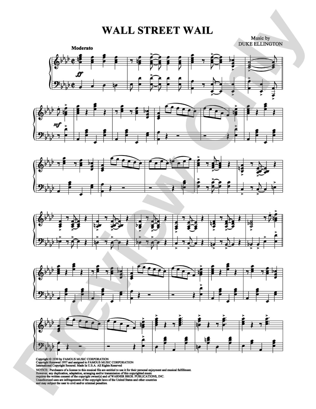 Wall Street Wail: Piano Digital Sheet Music