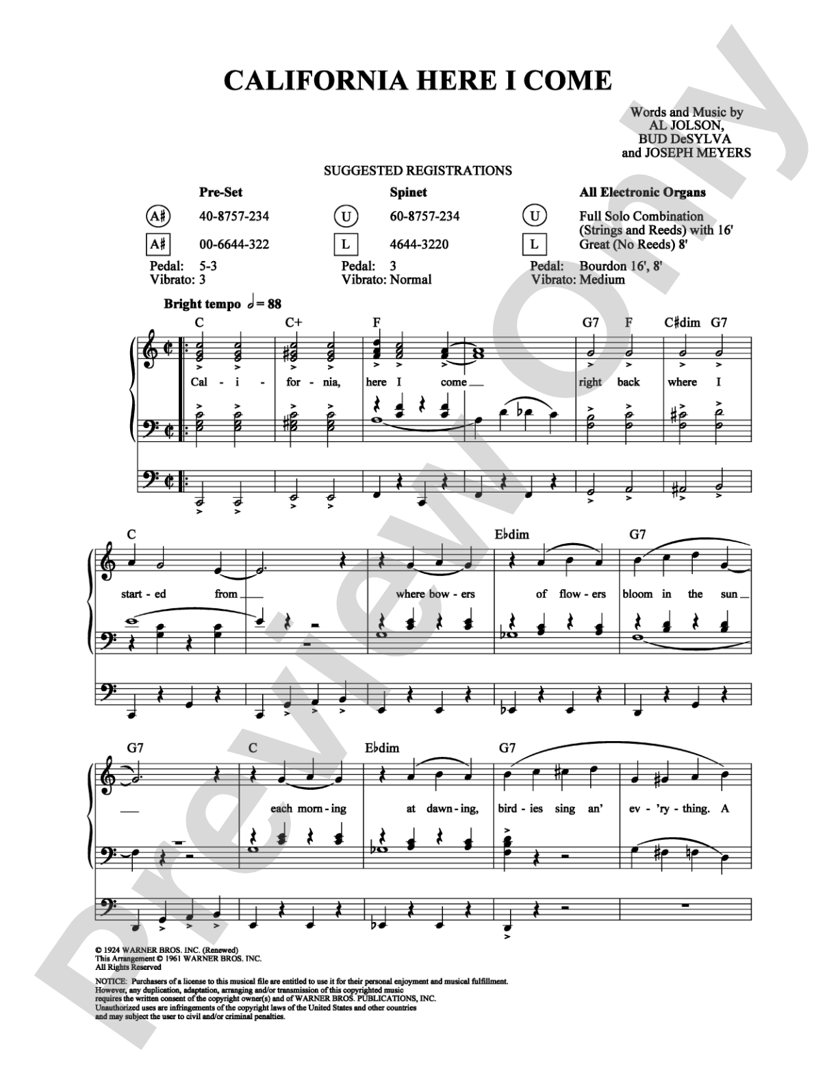 California Here I Come: Organ Digital Sheet Music