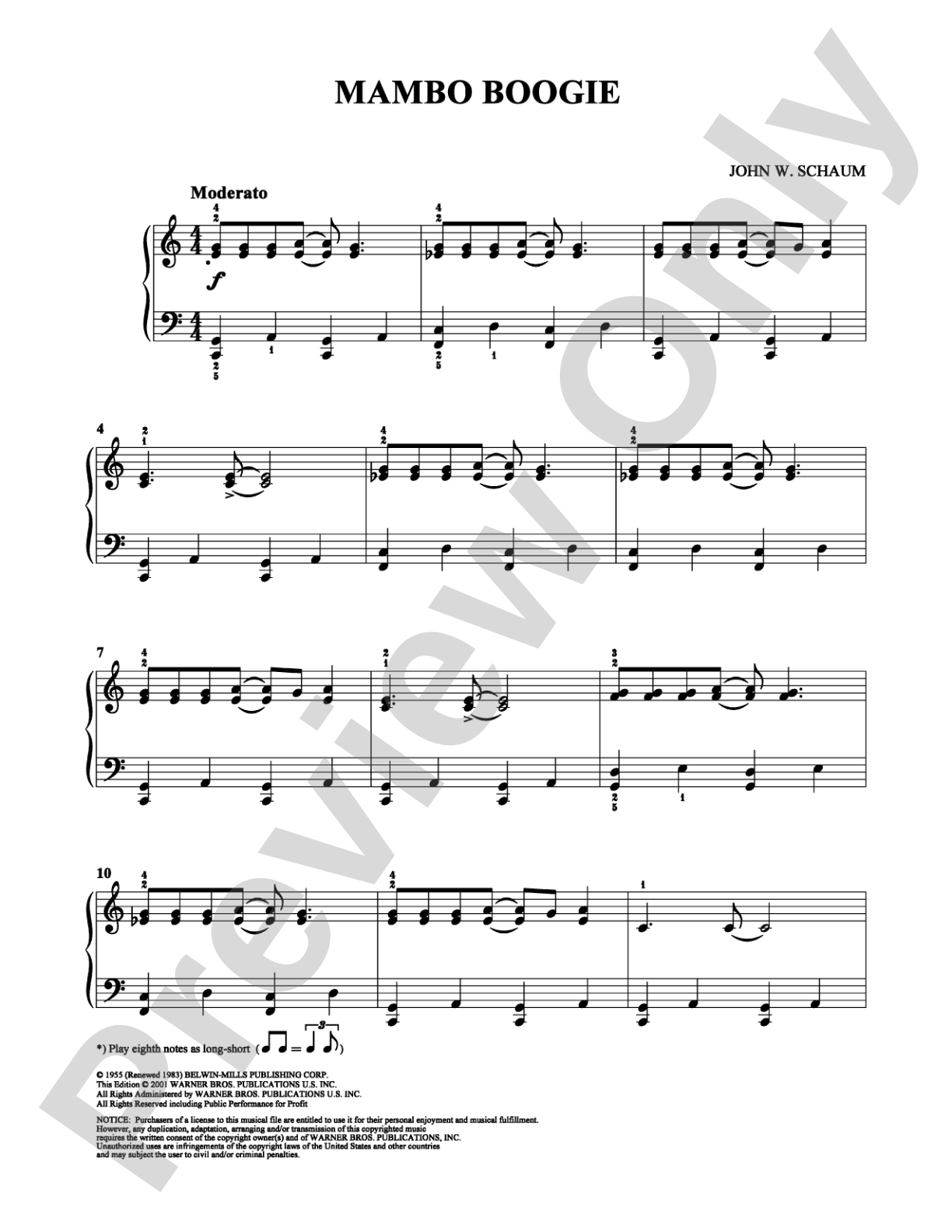 Mambo Boogie: Easy Piano Digital Sheet Music