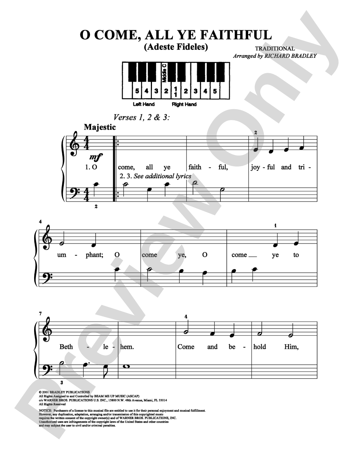 O Come, All Ye Faithful: Easy Piano Digital Sheet Music