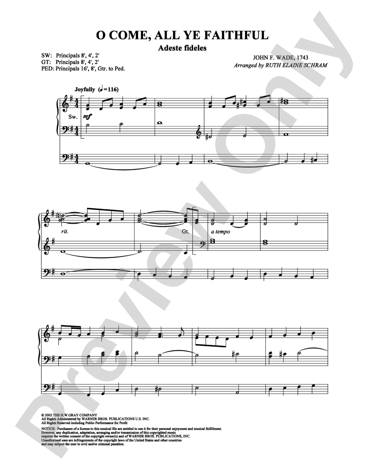 O Come, All Ye Faithful: Organ Digital Sheet Music
