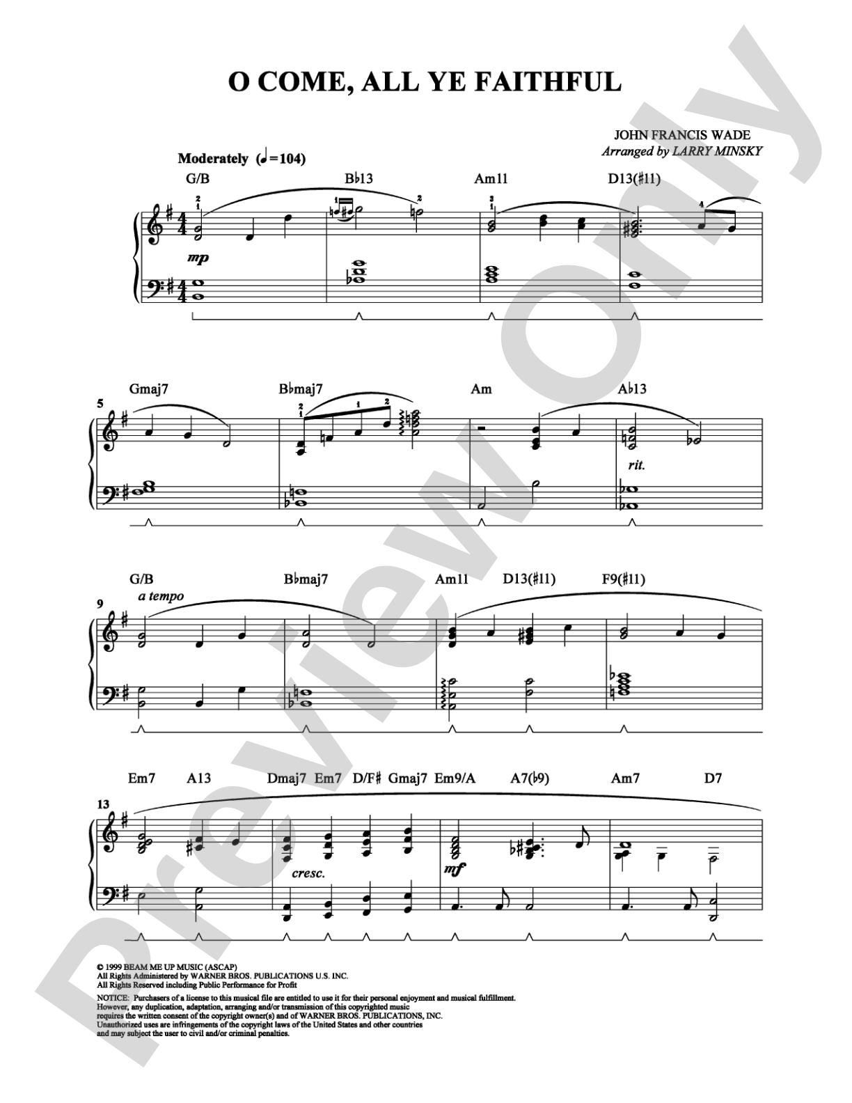 O Come, All Ye Faithful: Piano Digital Sheet Music