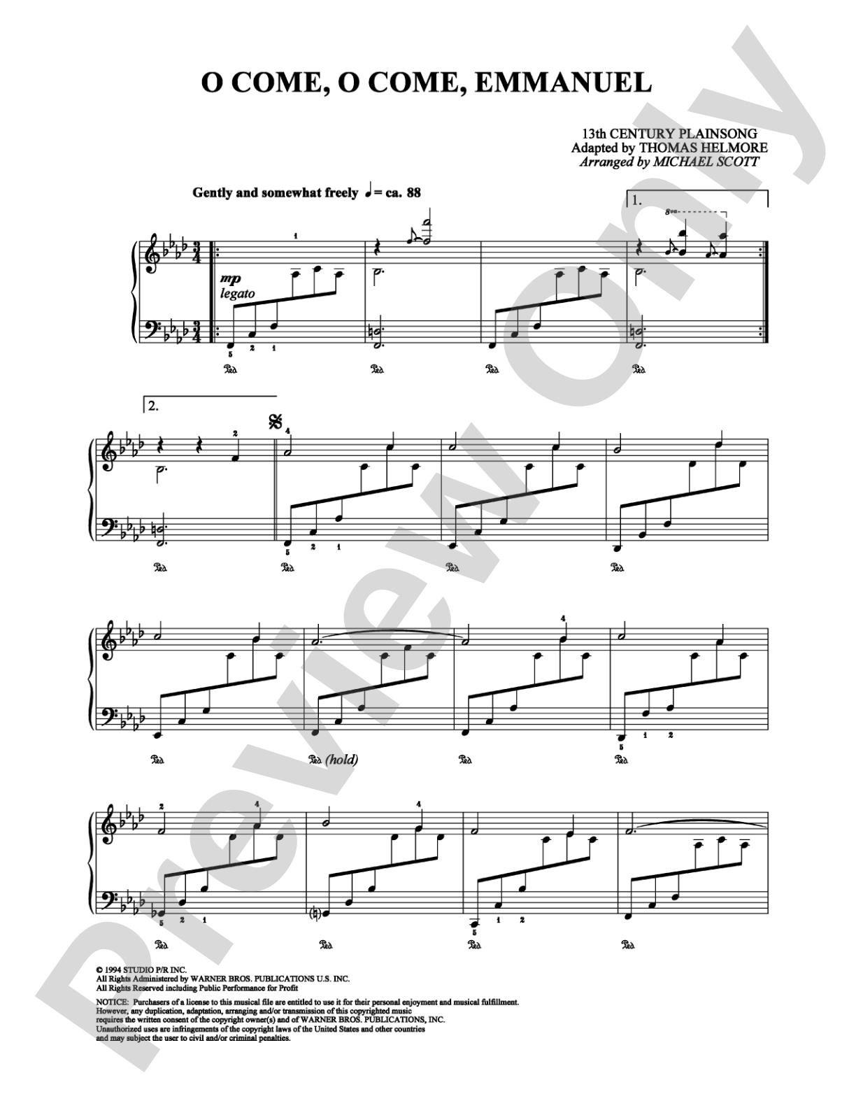 O Come, O Come, Emmanuel: Piano Digital Sheet Music