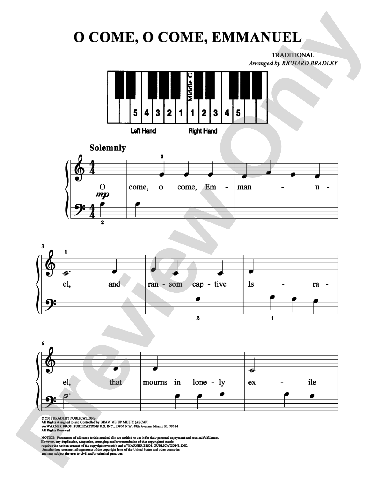 O Come, O Come, Emmanuel: Easy Piano Digital Sheet Music