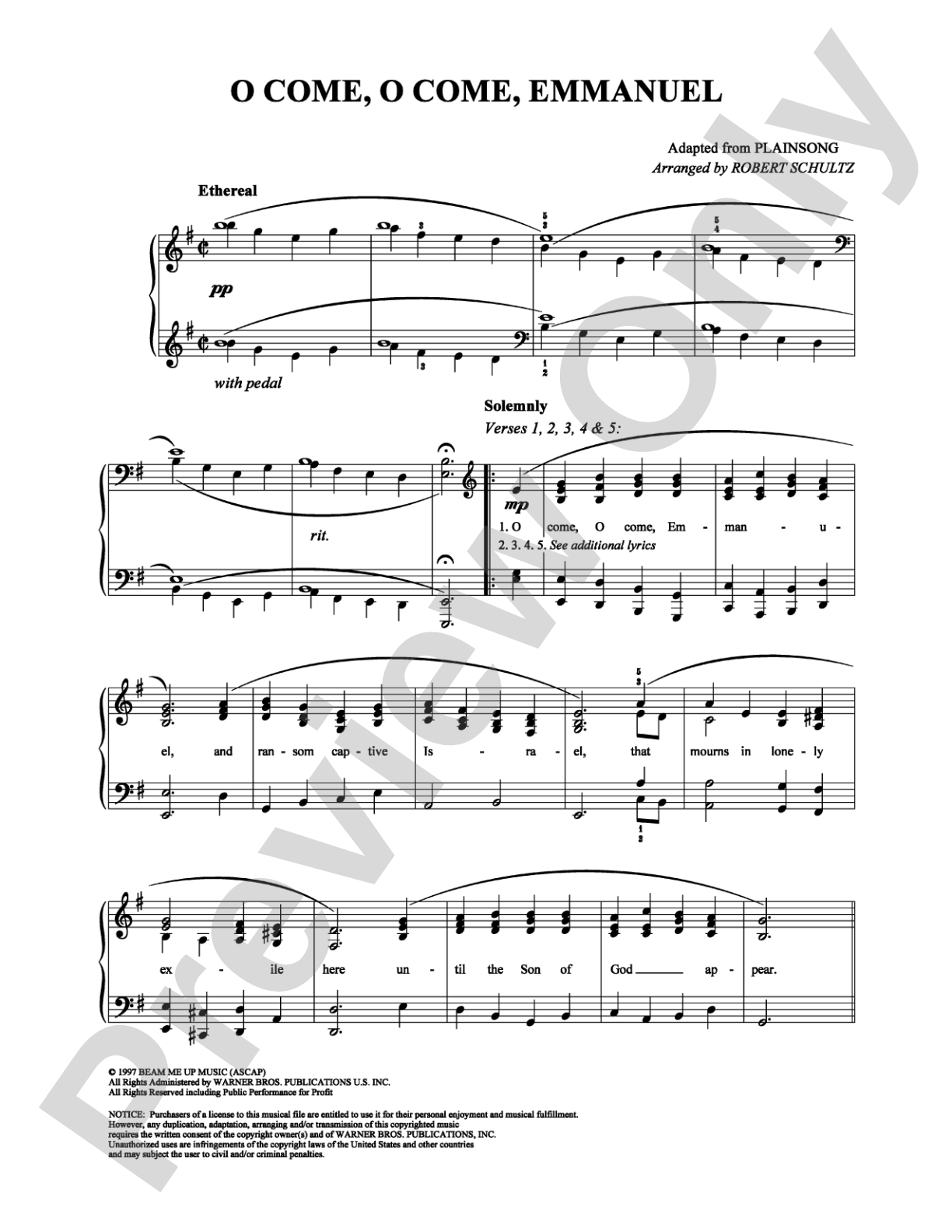 O Come, O Come, Emmanuel: Piano/Vocal/Chords Digital Sheet Music