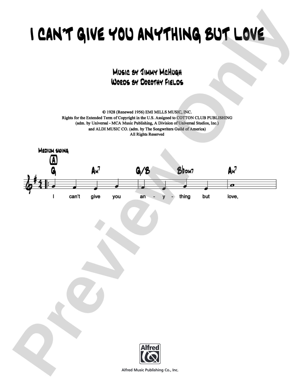 I Can't Give You Anything But Love: Lead Sheet Digital Sheet Music