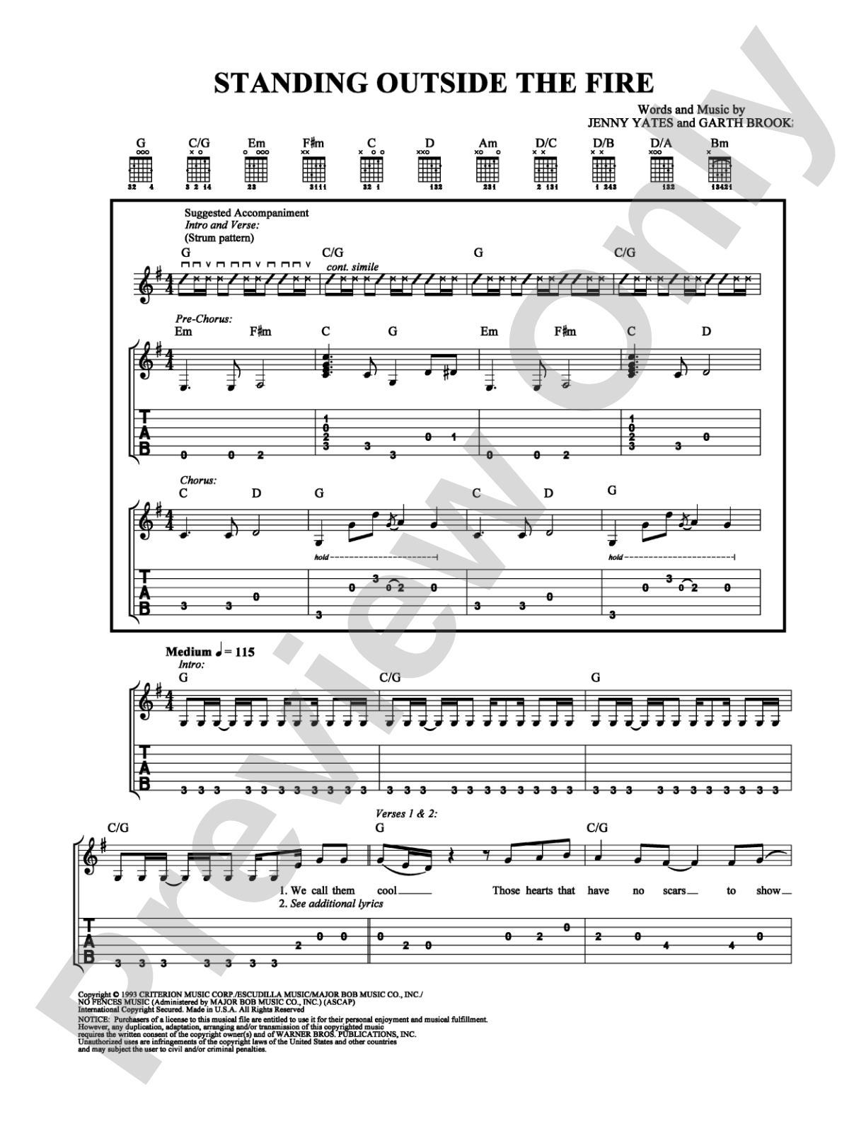 Standing Outside the Fire: Easy Guitar Digital Sheet Music