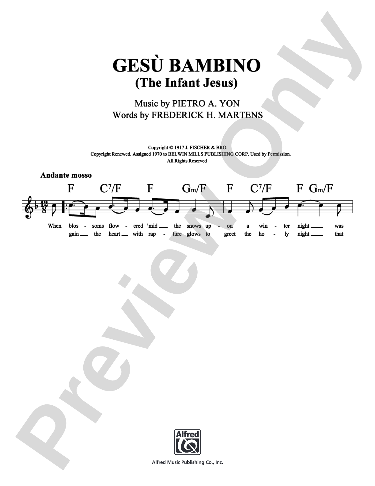 Gesu Bambino: Lead Sheet Digital Sheet Music